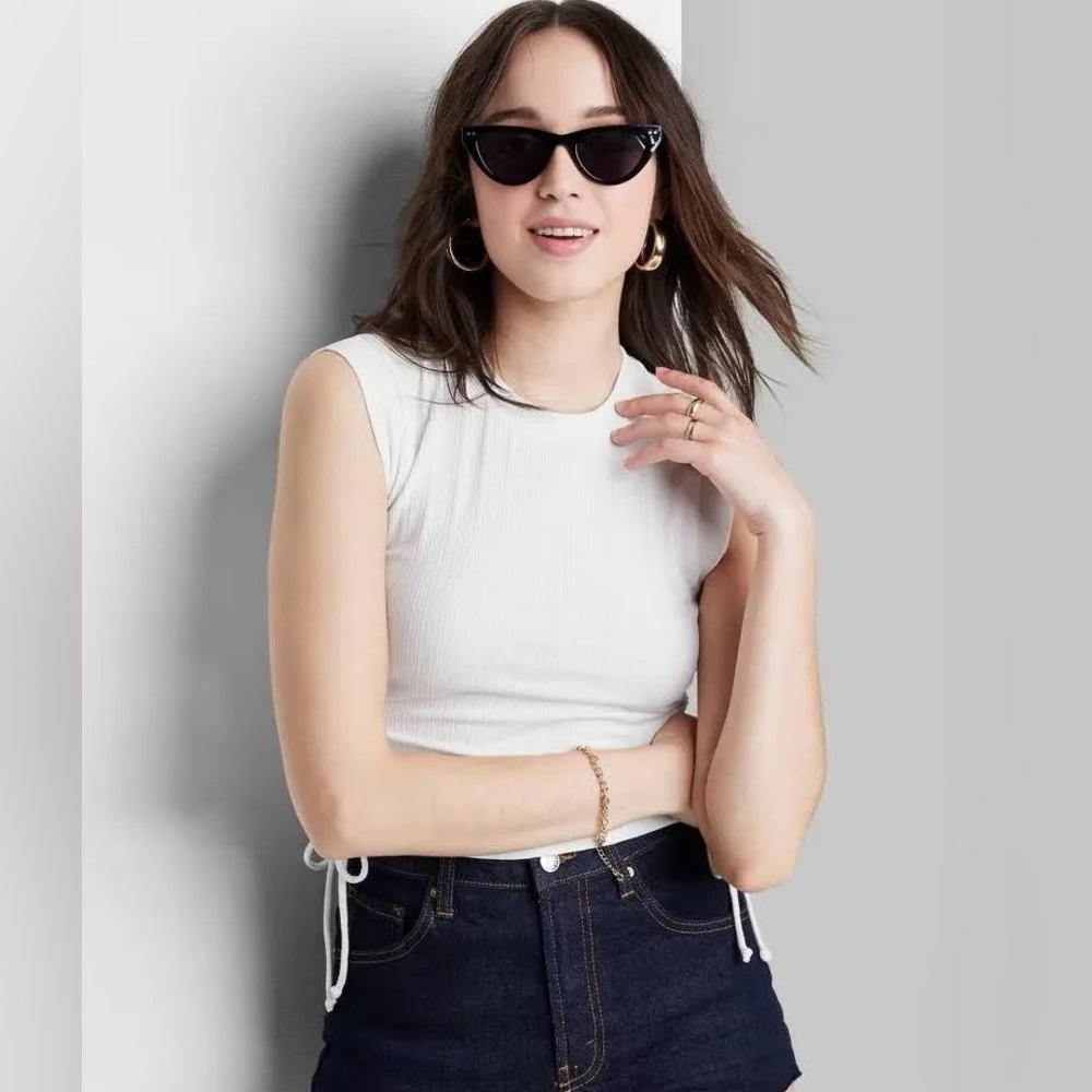 Wild Fable White Side Cinched Tank Top